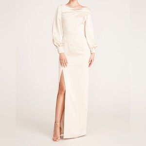 Theia Sand Sylvie Bishop Sleeve Gown Size 4